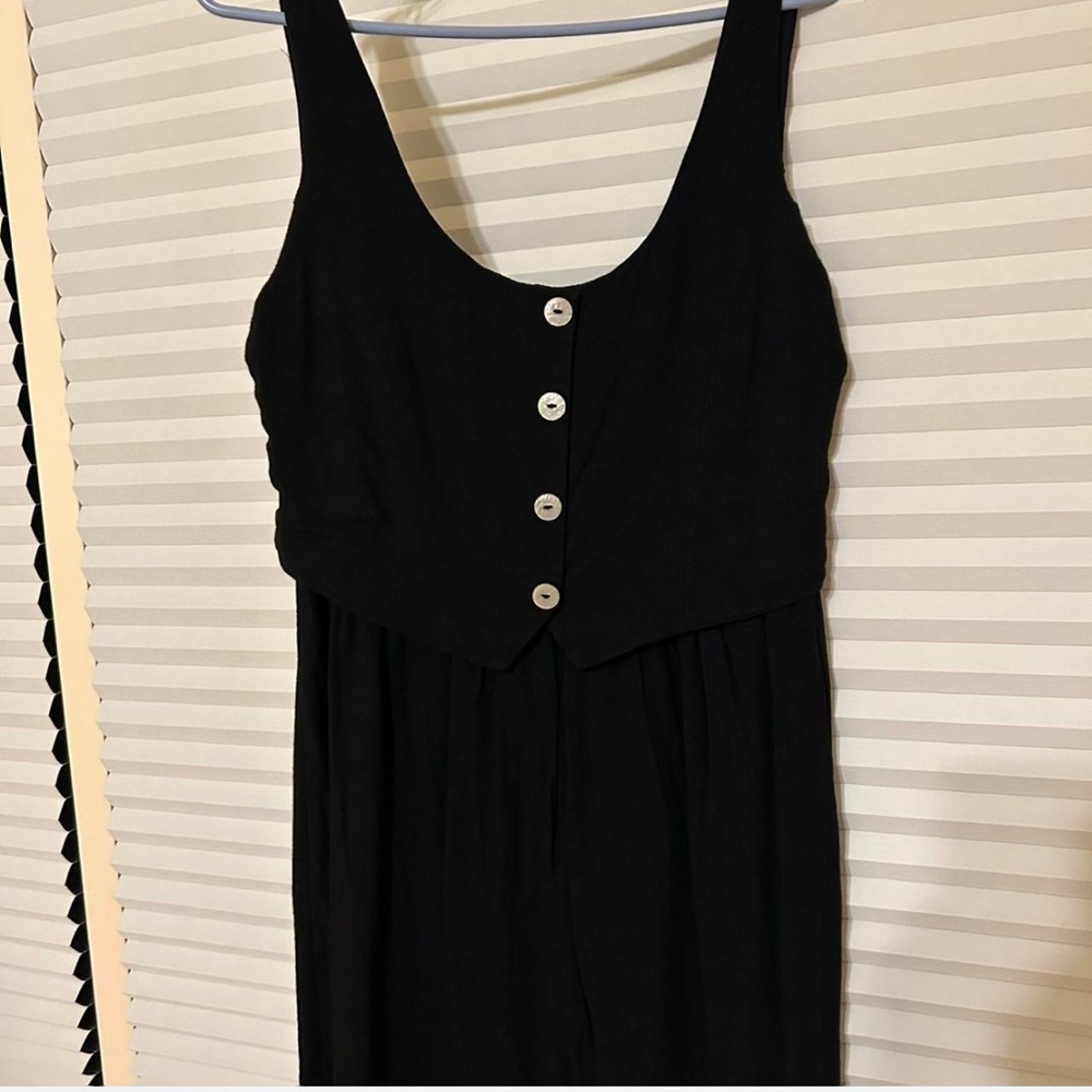 Stradivarius Black Sleeveless Button Midi Dress